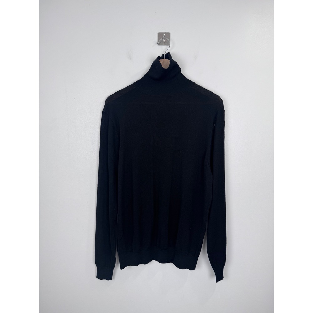 Suitsupply Men Black Turtleneck Sweater Knit Long Sleeve Size Large